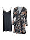 Fuanna Summer Women's Robe with Nightdress Black