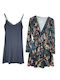 Fuanna Summer Women's Robe with Nightdress Anthracite Grey