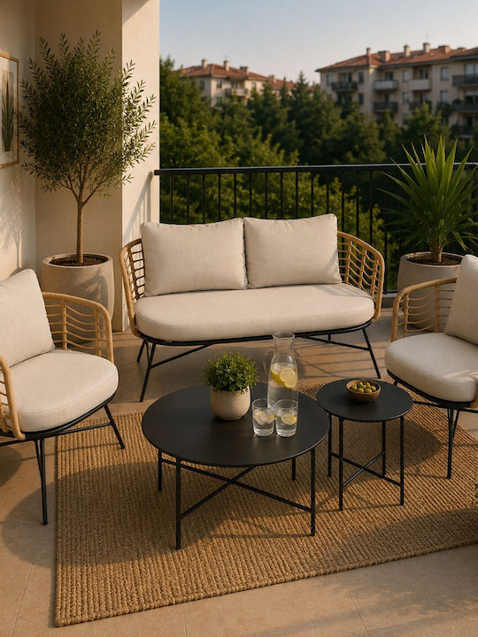 Garten- und Outdoor-Möbelsets 4 Stück Grau mit Kissen