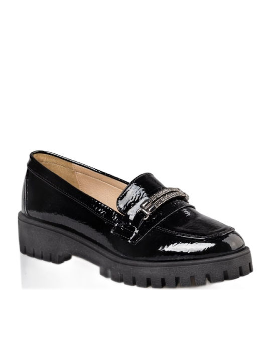 Patent Leather Women's Loafers in Black Color