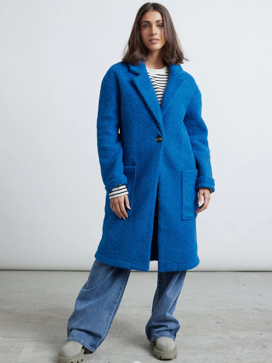 24 Colours Damen Blau Mantel mit Knöpfen
