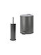 Estia Classic Metallic Bathroom Brush and Trash Can Set Soft Close 5l Gray