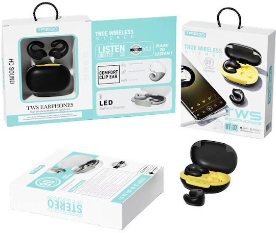 Treqa BT-37 Earbud Bluetooth Handsfree Căști cu Carcasă de Încărcare Negru
