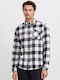 Long-sleeved Flannel Shirt Checked Black
