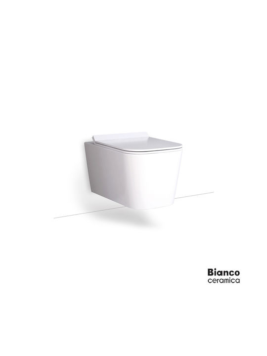 Bianco Ceramica Wall-Mounted Toilet Rimless with Slim Cover Soft Close White