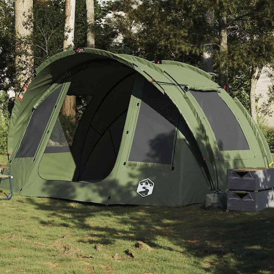 vidaXL Fishing Tent Tunnel Green for 2 People 330x315x176cm