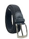 Men's Knitted Artificial Leather Wide Elastic Belt Gray
