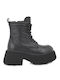 Leder Stiefeletten Damen Schwarz