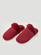 Winter Women's Slippers with Fur Burgundy