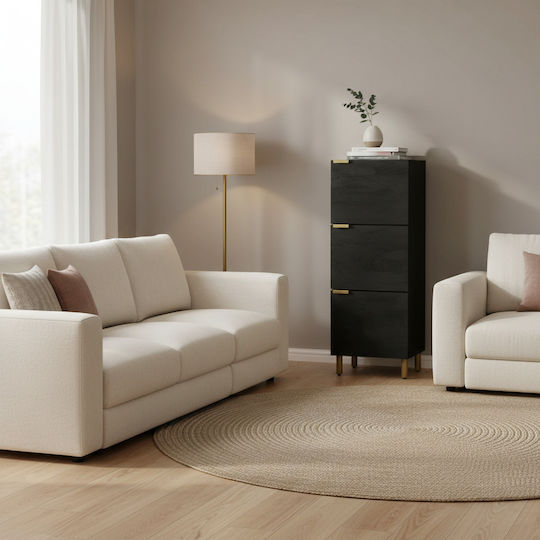 Living Room Display Cabinet Made of Wood and Metal Black 40x33x110cm