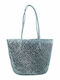 Stroh Strandtasche Silber
