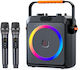 JYX Karaoke Speaker with Wireless Microphones and Lighting Effects JYX-T19-T Black