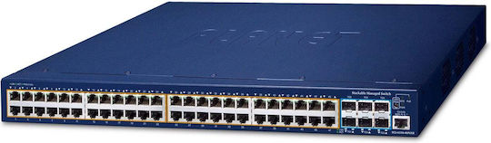 Planet Technology Managed L3 PoE+ Switch με 48 Θύρες Gigabit (1Gbps) Ethernet και 6 SFP Θύρες
