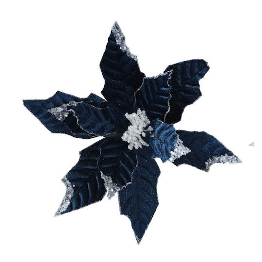 Crăciun Poinsettia Catifea Albastră 10x34cm 306.035.0022.16