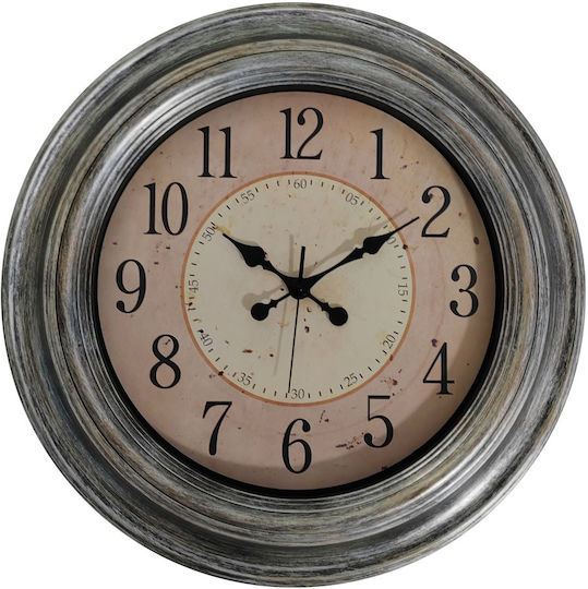 Ankor Silent Antique Wall Clock Plastic Silver 60.5x5.5cm