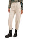 Women's Fabric Trousers with Elastic Ecru