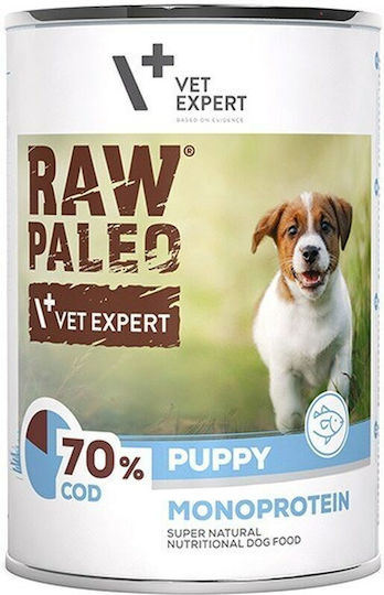 VetExpert Raw Paleo Wet Dog Food for Puppies in Cans with Tuna Fish and Fish Grain-Free Gluten Free 400g