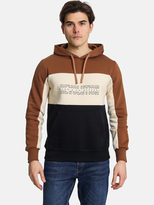 Paco & Co Φούτερ με Κουκούλα Camel, Beige, Black