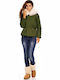 Women's Short Lifestyle Jacket for Winter Khaki-white