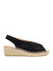 Women's Leather Platform Espadrilles Black