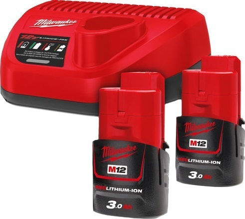 Milwaukee Nrg Pack M12 Nrg-302 3 Ah Battery Set Charger