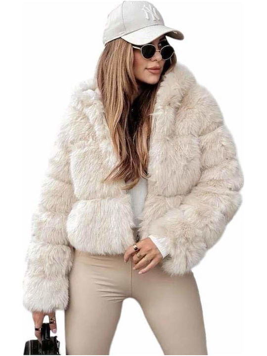Woman's Fashion Women's Short Fur Ecru