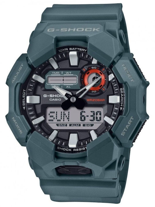 Casio G-shock Digital Men's Watch Chronograph Battery with Green Rubber Strap