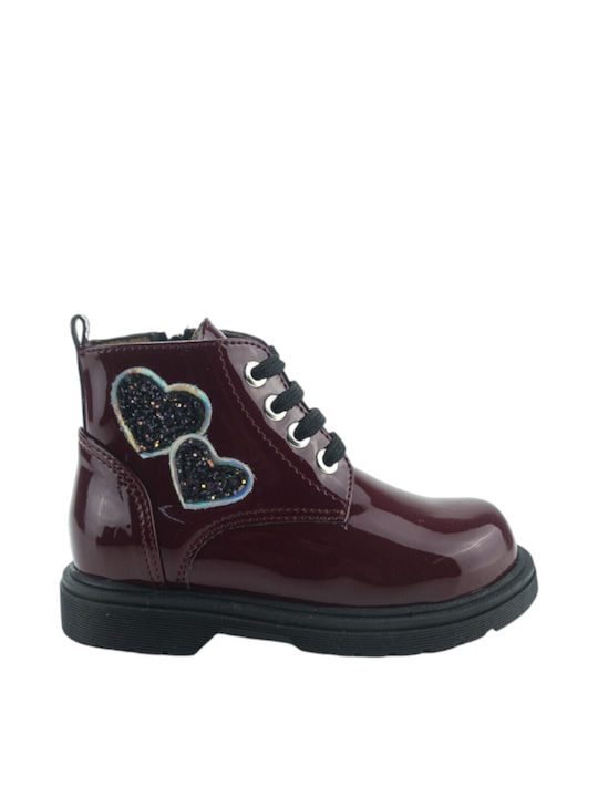 Scarpy Kids Military Boots Burgundy