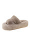Damen Hausschuhe mit Offene Zehenpartie mit Pelz Beige