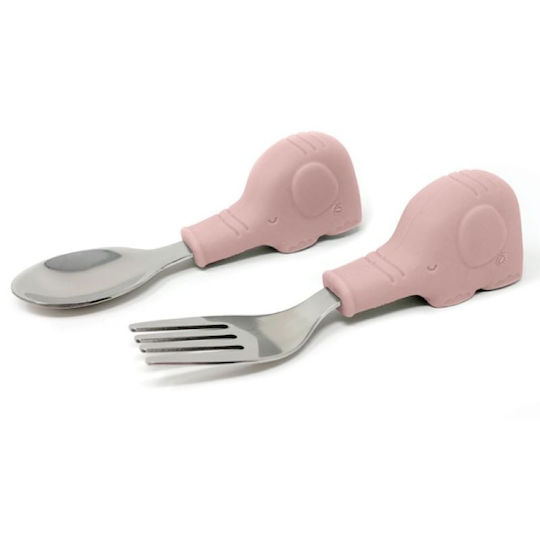 Tiny Twinkle Baby Cutlery Set made of Silicone for 12+ months Gray 2pcs