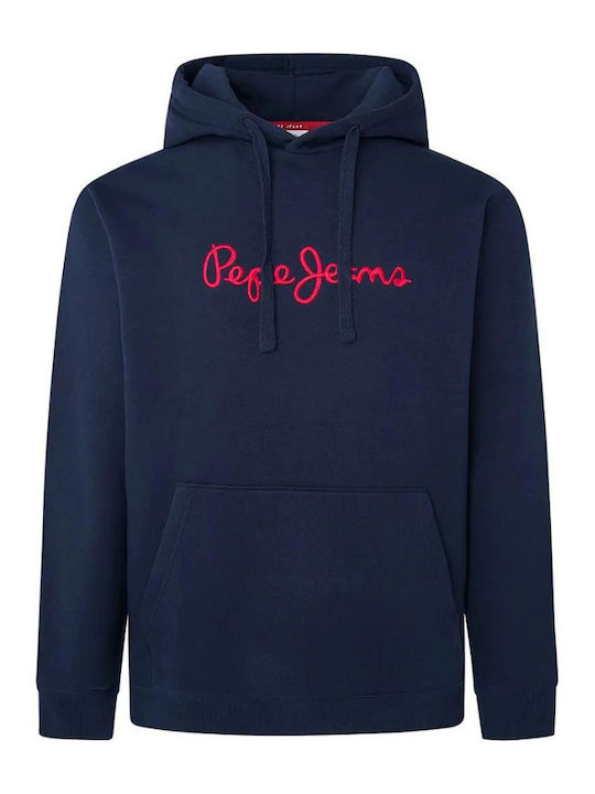 Pepe Jeans Drop 2 Φούτερ με Κουκούλα Μπλε
