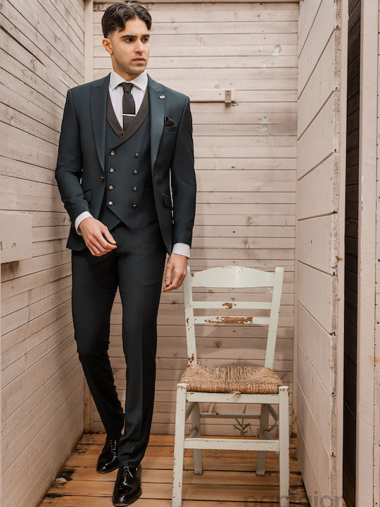 Men's Winter Suit with Vest Green