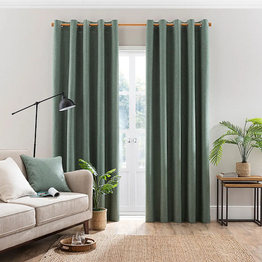 My Home Luxury Curtain with Grommets Paris Green 280x270cm
