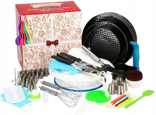 Pastry Set Rotating Platter 4 Baking Trays 345 Pieces Templates Decorating Cakes