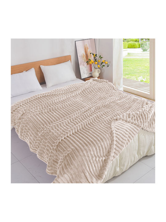 My Home Luxury Κουβέρτα Fleece Μονή 160x220εκ. Εκρού