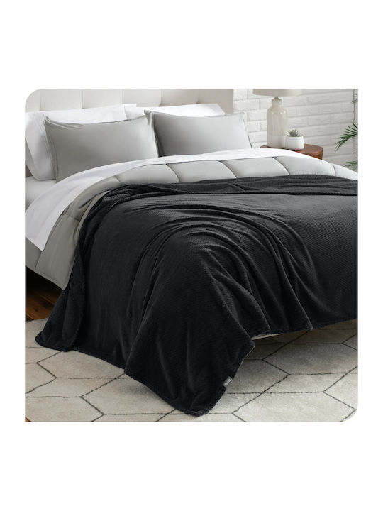 My Home Luxury Κουβέρτα Fleece Μονή 160x220εκ. Μαύρη