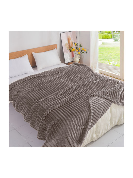 My Home Luxury Κουβέρτα Fleece Υπέρδιπλη 220x240εκ. Μόκα MRD-44
