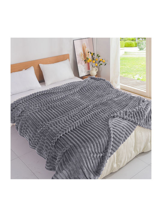 My Home Luxury Κουβέρτα Fleece Υπέρδιπλη 220x240εκ. Γκρι Σκούρο MRD-16