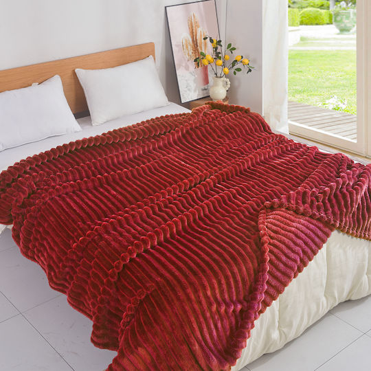 My Home Luxury Κουβέρτα Fleece Μονή 160x220εκ. Μπορντό
