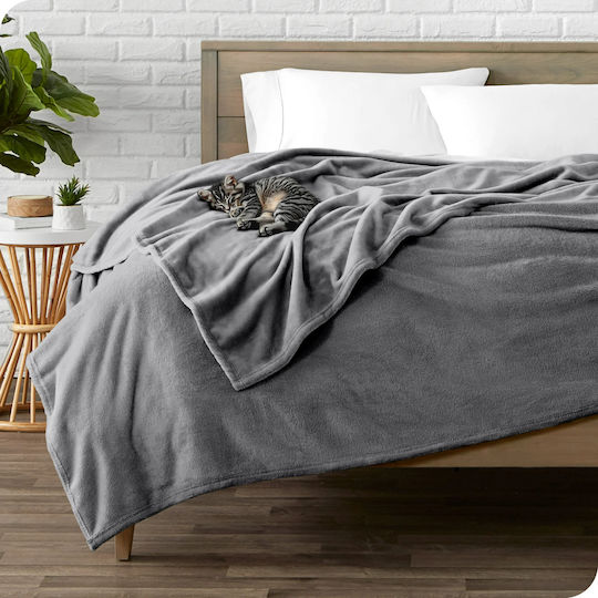My Home Luxury Κουβέρτα Fleece Υπέρδιπλη 220x240εκ. Σκούρο Γκρι PB-16