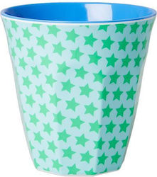 Green & Turquoise Star Melamine Cups 250ml 9x9cm Rice 2 Pieces
