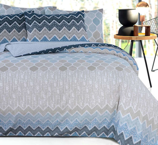Espree Bettbezug-Set Baumwolle Einzelbett mit Kissenbezug 160x240 Kiris Blue