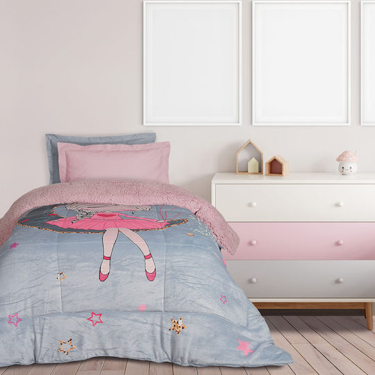 Das Home Kids Duvet Cover Single with Hollowfiber Filling Moon Princess Grey, Pink 160x220cm Das Home Kids Duvet Cover Single with Hollowfiber Filling Moon Princess Grey, Pink 160x220cm