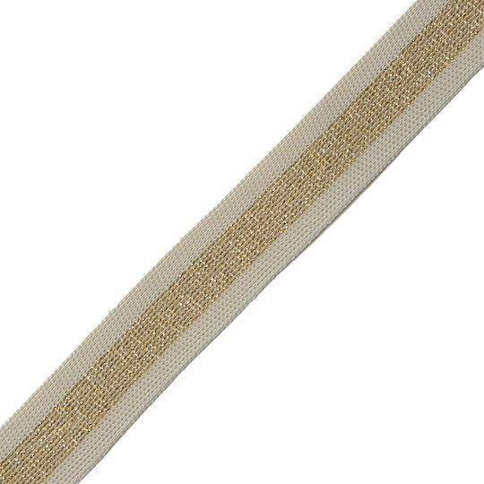 Τρέσα Πλεκτή Ιβουάρ Χρυσό Lurex 2cm Μέτρο