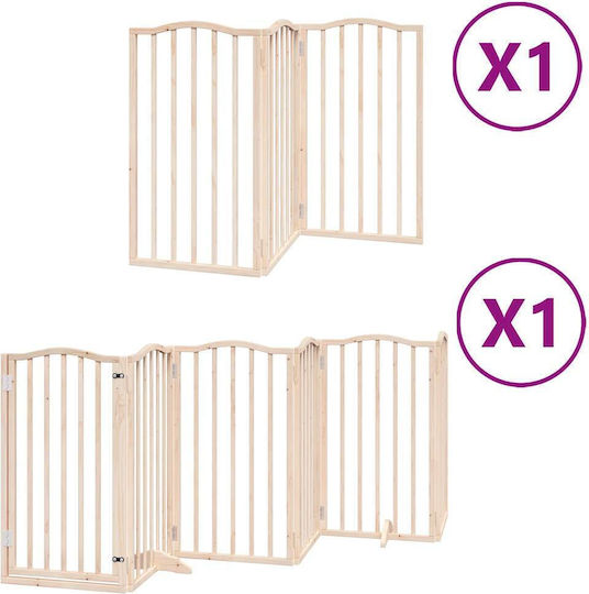 vidaXL Дървен Разделител За Куче С 9 Панела 450x90см Естествена Топола