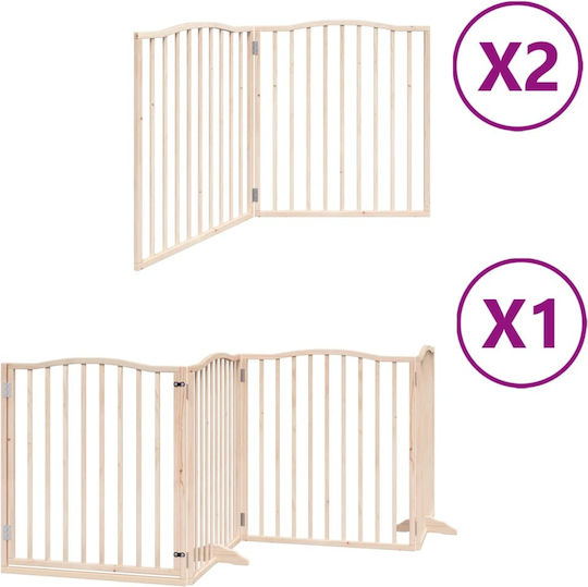 Vidaxl Преграда за кучета, сгъваема, 8 панела, 640 см, топола, кафява