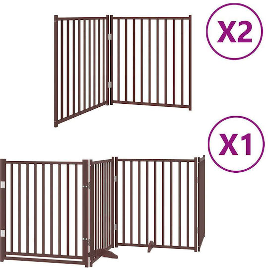 Hundegitter-Trennwand Faltbar 8 Paneele 640 cm Pappelholz Braun 80 x 90 x 2 cm