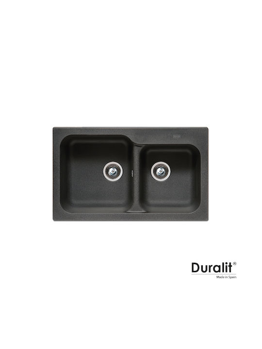 Duralit Drop-In Мивка от Синтетичен Гранит Ш83xД50см Сив
