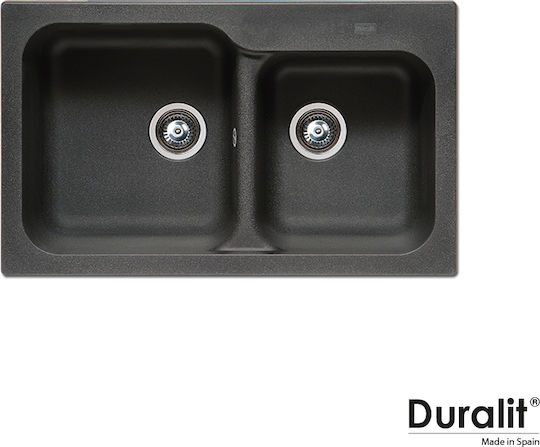 Duralit Drop-In Мивка от Синтетичен Гранит Ш83xД50см Сив