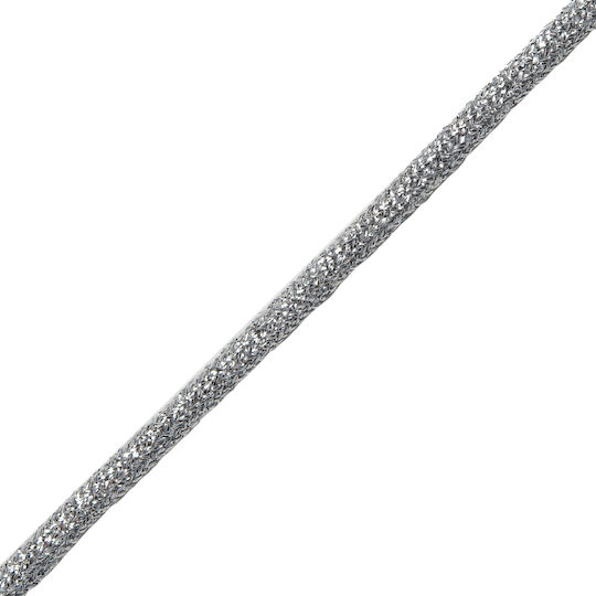 Round Lace Small Rhombuses Lurex Silver 0.5cm Meter